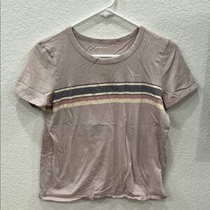 American Eagle Outfitters Tan and Black Crop Fitted T-Shirt